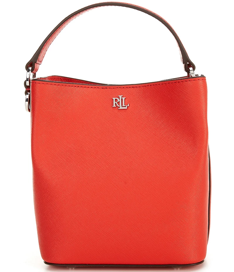 Lauren Ralph Lauren Reese Crosshatch Leather Small Bucket Bag