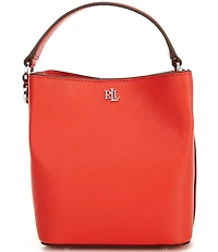 Lauren Ralph Lauren Reese Crosshatch Leather Small Bucket Bag