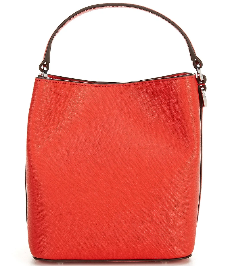 Lauren Ralph Lauren Reese Crosshatch Leather Small Bucket Bag