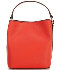 Lauren Ralph Lauren Reese Crosshatch Leather Small Bucket Bag