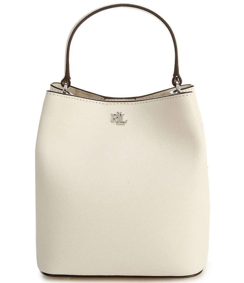 Lauren Ralph Lauren Reese Crosshatch Leather Small Bucket Bag