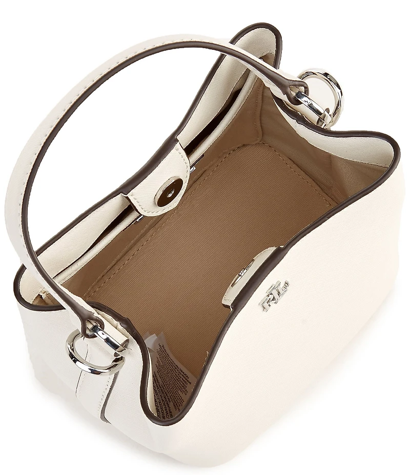 Lauren Ralph Lauren Reese Crosshatch Leather Small Bucket Bag