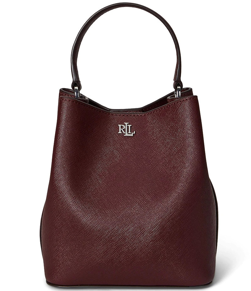 Lauren Ralph Lauren Reese Crosshatch Leather Small Bucket Bag