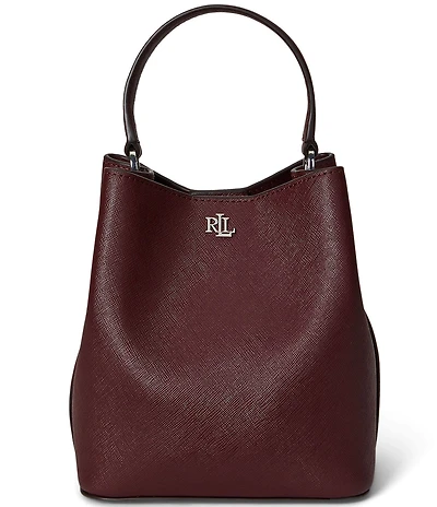 Lauren Ralph Lauren Reese Crosshatch Leather Small Bucket Bag