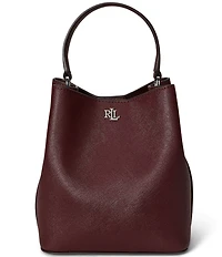 Lauren Ralph Lauren Reese Crosshatch Leather Small Bucket Bag