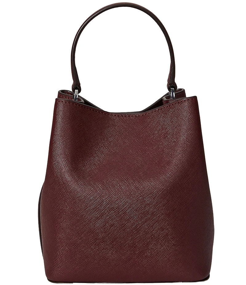 Lauren Ralph Lauren Reese Crosshatch Leather Small Bucket Bag