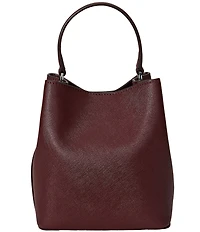 Lauren Ralph Lauren Reese Crosshatch Leather Small Bucket Bag