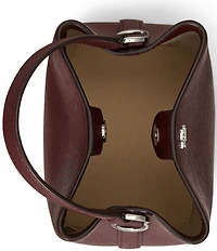 Lauren Ralph Lauren Reese Crosshatch Leather Small Bucket Bag