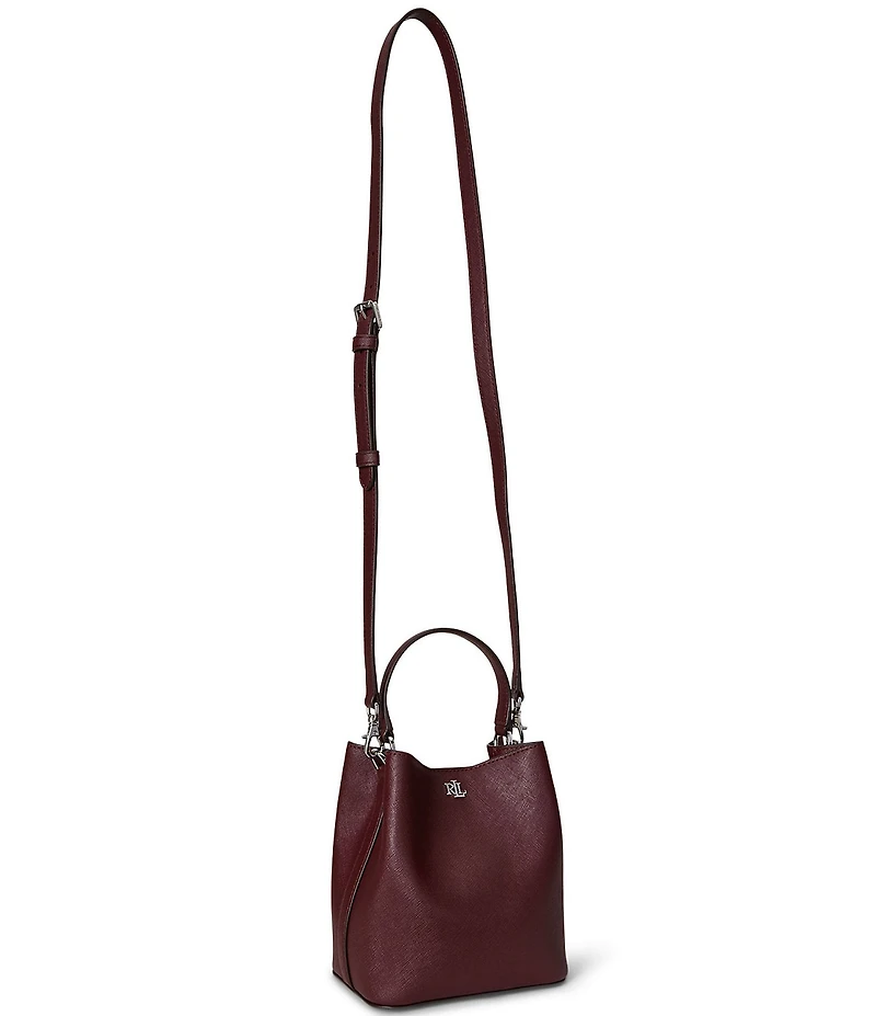 Lauren Ralph Lauren Reese Crosshatch Leather Small Bucket Bag