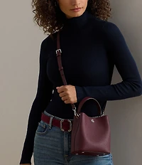 Lauren Ralph Lauren Reese Crosshatch Leather Small Bucket Bag