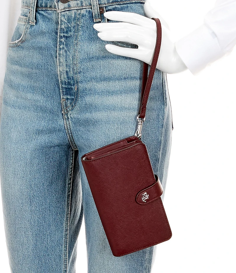 Lauren Ralph Lauren Tech Crosshatch Leather Wristlet