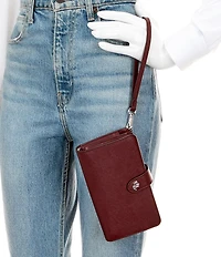Lauren Ralph Lauren Tech Crosshatch Leather Wristlet
