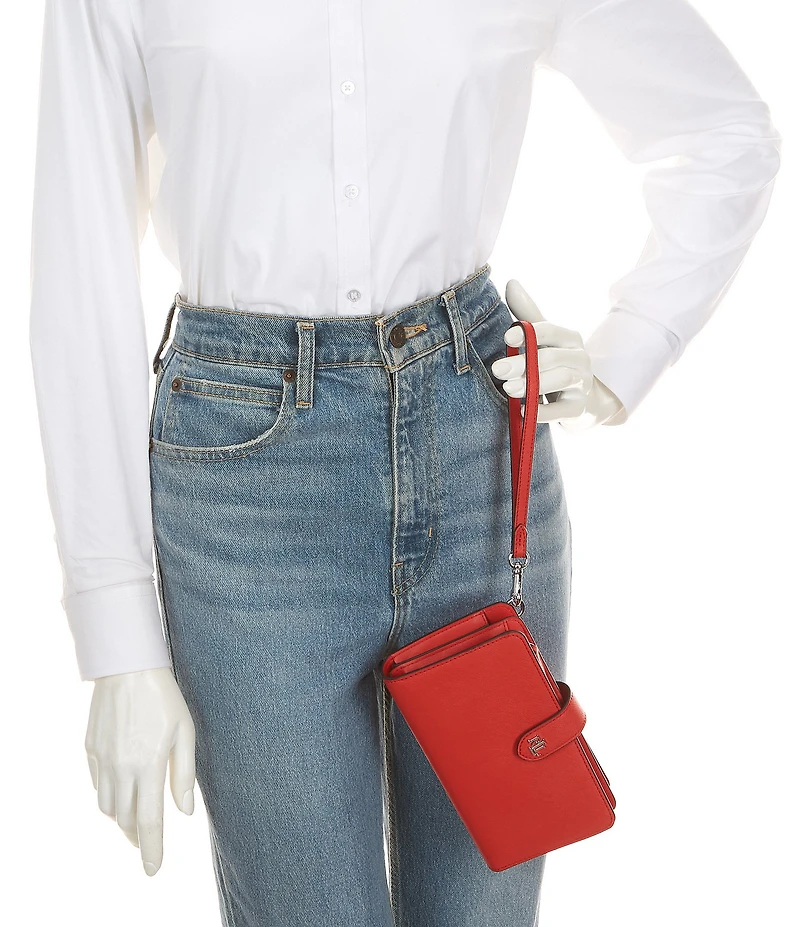 Lauren Ralph Lauren Tech Crosshatch Leather Wristlet