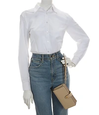 Lauren Ralph Lauren Tech Crosshatch Leather Wristlet