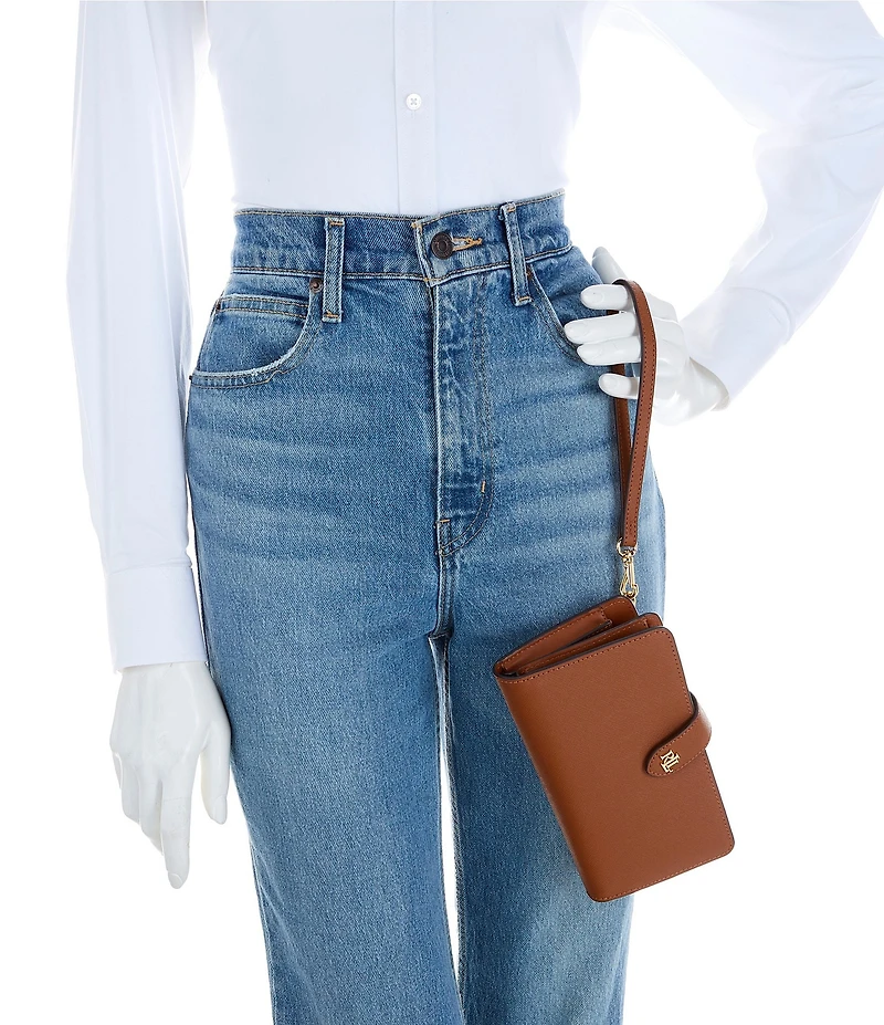 Lauren Ralph Lauren Tech Crosshatch Leather Wristlet