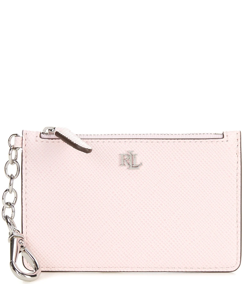 Lauren Ralph Lauren Crosshatch Leather Zip Card Case