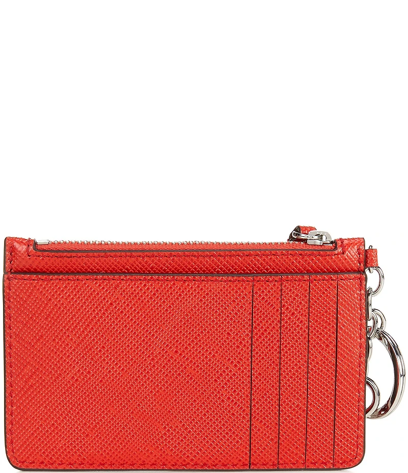 Lauren Ralph Lauren Crosshatch Leather Zip Card Case