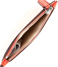 Lauren Ralph Lauren Crosshatch Leather Zip Card Case
