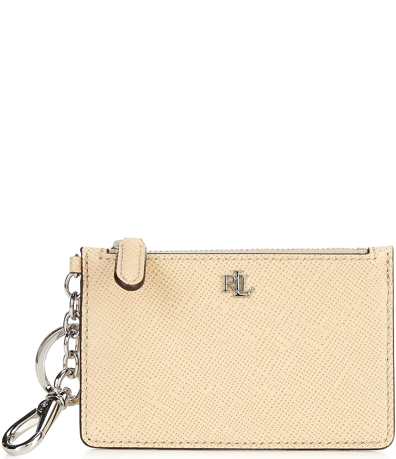 Lauren Ralph Lauren Crosshatch Leather Zip Card Case