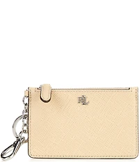 Lauren Ralph Lauren Crosshatch Leather Zip Card Case