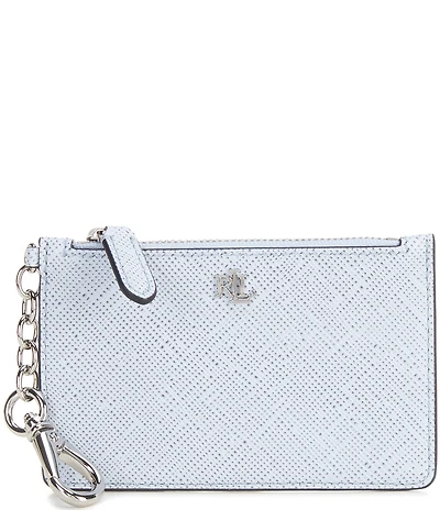 Lauren Ralph Lauren Crosshatch Leather Zip Card Case