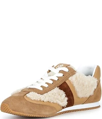 Lauren Ralph Lauren Dani Shearling Low Profile Lace Up Sneakers