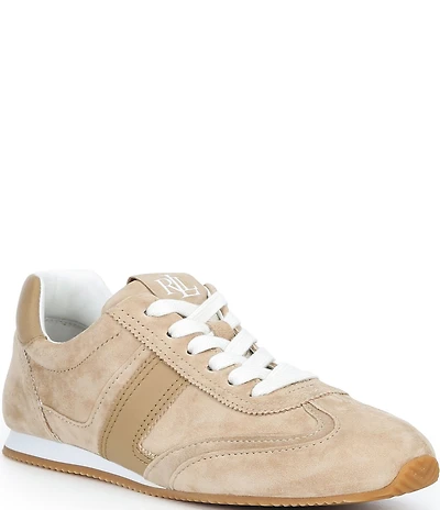 Lauren Ralph Lauren Dani Suede And Leather Low Profile Lace Up Sneakers