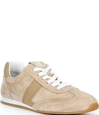 Lauren Ralph Lauren Dani Suede And Leather Low Profile Lace Up Sneakers