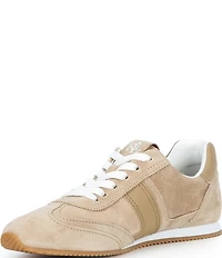 Lauren Ralph Lauren Dani Suede And Leather Low Profile Lace Up Sneakers