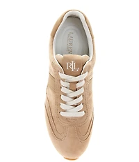 Lauren Ralph Lauren Dani Suede And Leather Low Profile Lace Up Sneakers