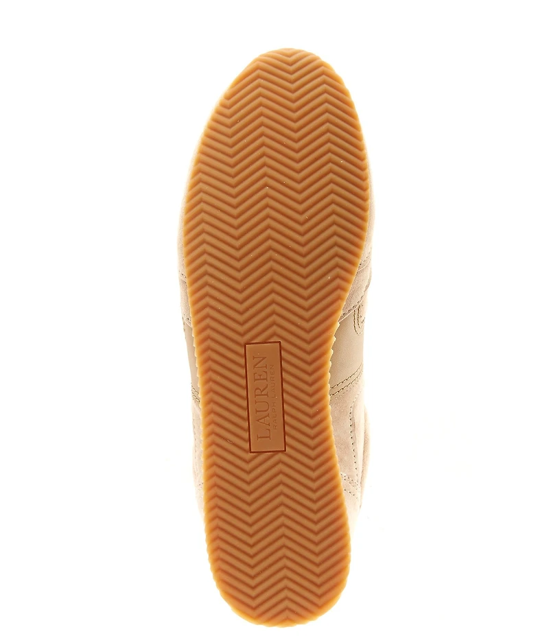 Lauren Ralph Lauren Dani Suede And Leather Low Profile Lace Up Sneakers
