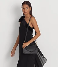 Lauren Ralph Lauren Danni 26 Medium Crosshatch Leather Shoulder Bag