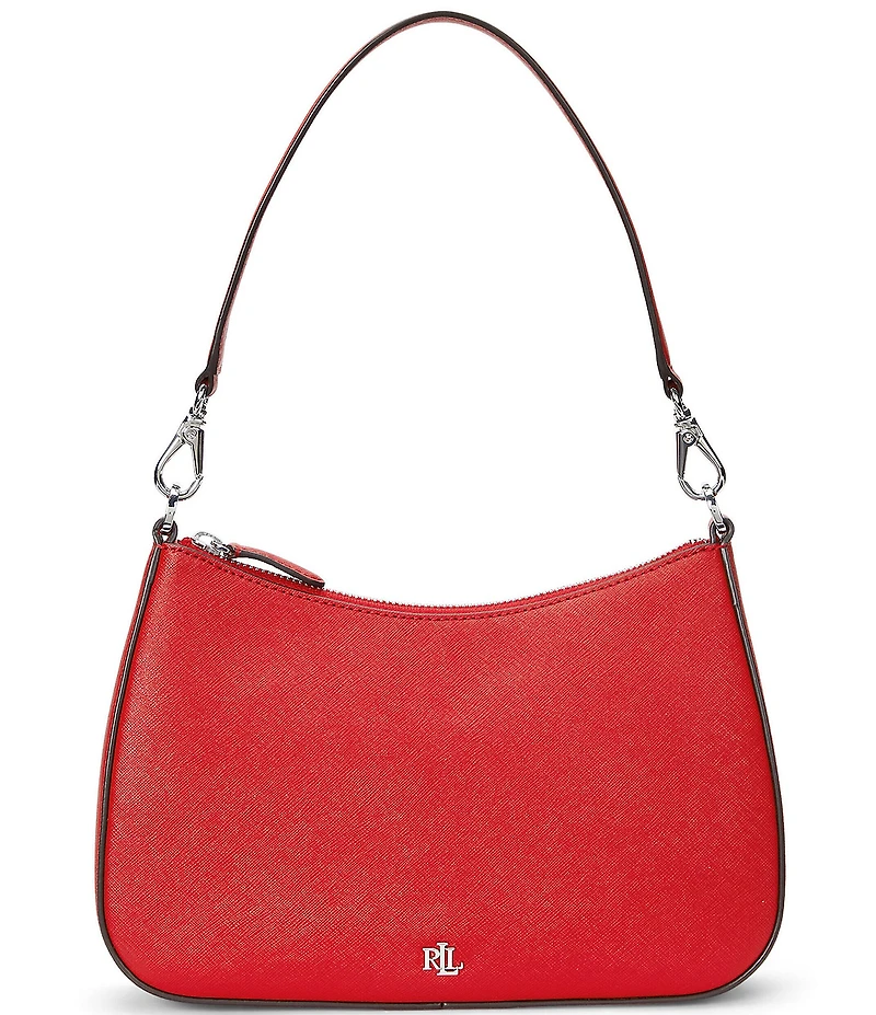 Lauren Ralph Lauren Danni 26 Medium Crosshatch Leather Shoulder Bag