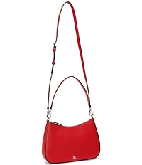 Lauren Ralph Lauren Danni 26 Medium Crosshatch Leather Shoulder Bag