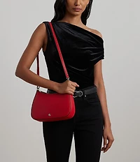 Lauren Ralph Lauren Danni 26 Medium Crosshatch Leather Shoulder Bag