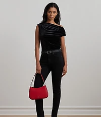 Lauren Ralph Lauren Danni 26 Medium Crosshatch Leather Shoulder Bag
