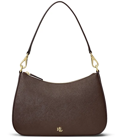 Lauren Ralph Lauren Danni 26 Medium Crosshatch Leather Shoulder Bag