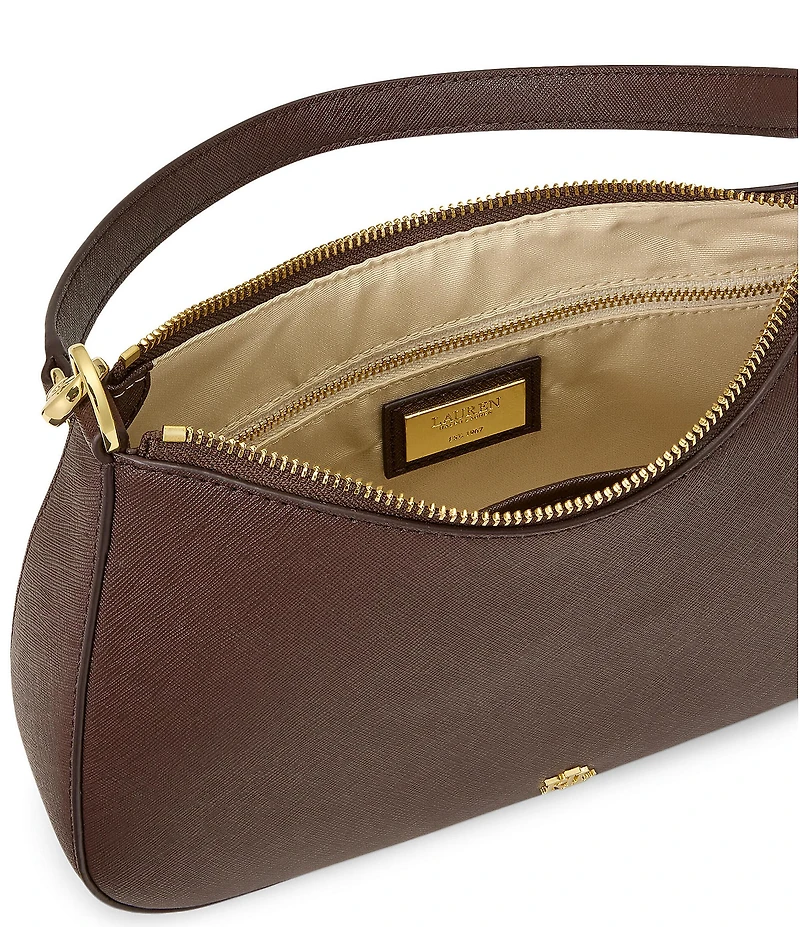 Lauren Ralph Lauren Danni 26 Medium Crosshatch Leather Shoulder Bag