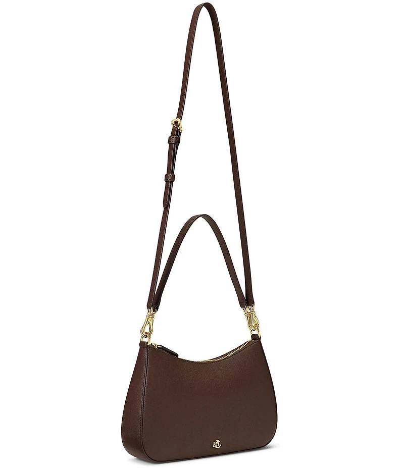 Lauren Ralph Lauren Danni 26 Medium Crosshatch Leather Shoulder Bag