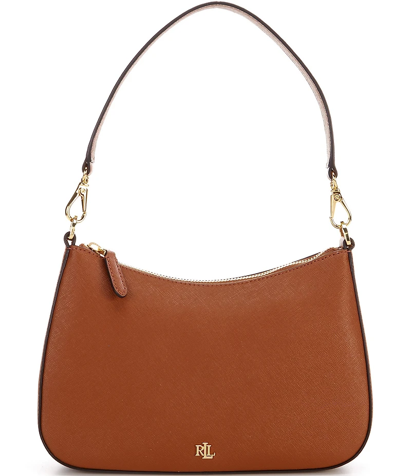 Lauren Ralph Lauren Danni 26 Medium Crosshatch Leather Shoulder Bag