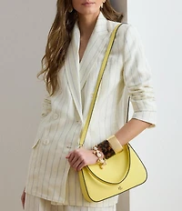 Lauren Ralph Lauren Danni 26 Medium Crosshatch Leather Shoulder Bag