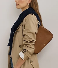 Lauren Ralph Lauren Danni 26 Medium Crosshatch Leather Shoulder Bag