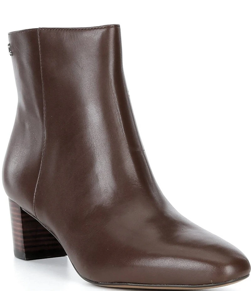 Lauren Ralph Lauren Demi Leather Stack Heel Booties