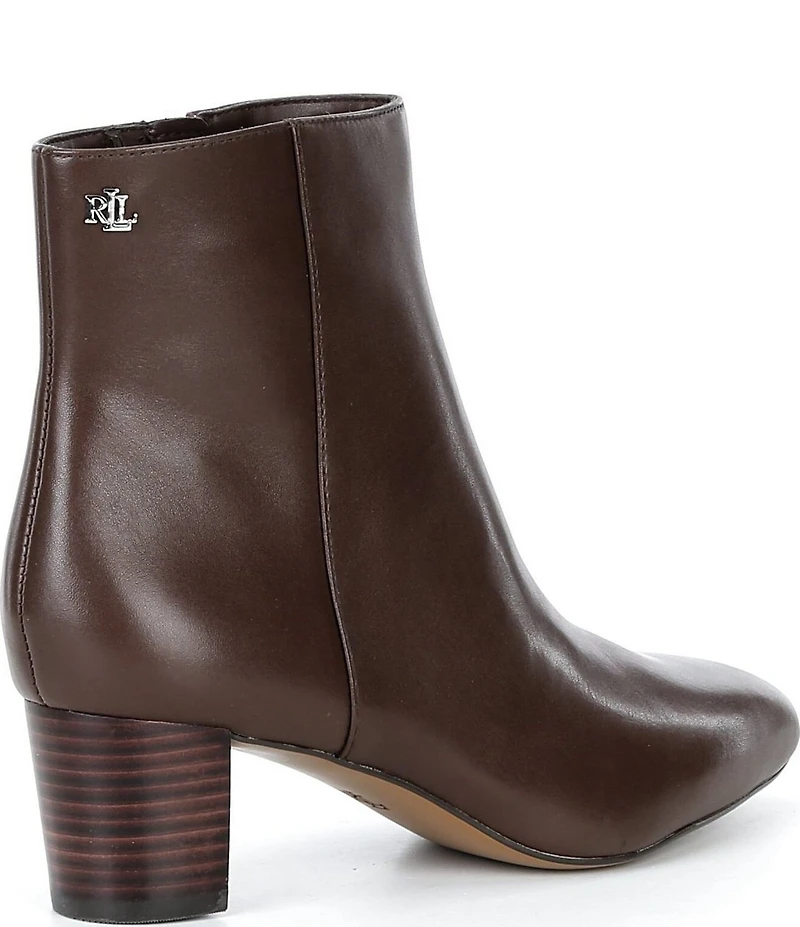 Lauren Ralph Lauren Demi Leather Stack Heel Booties