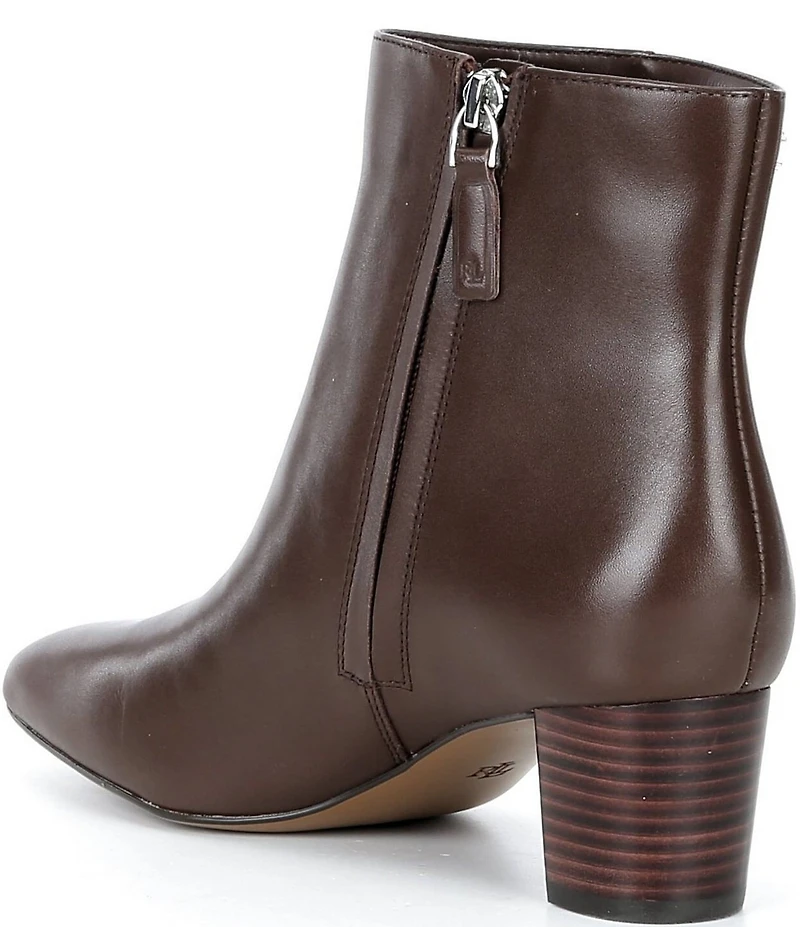 Lauren Ralph Lauren Demi Leather Stack Heel Booties