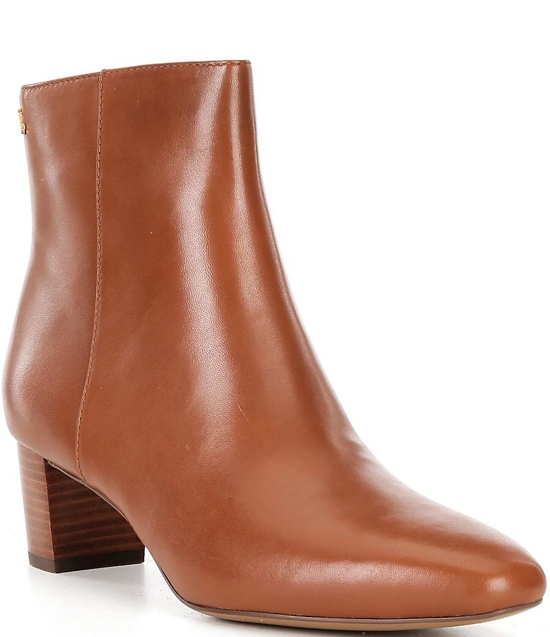 Lauren Ralph Lauren Demi Leather Stack Heel Booties