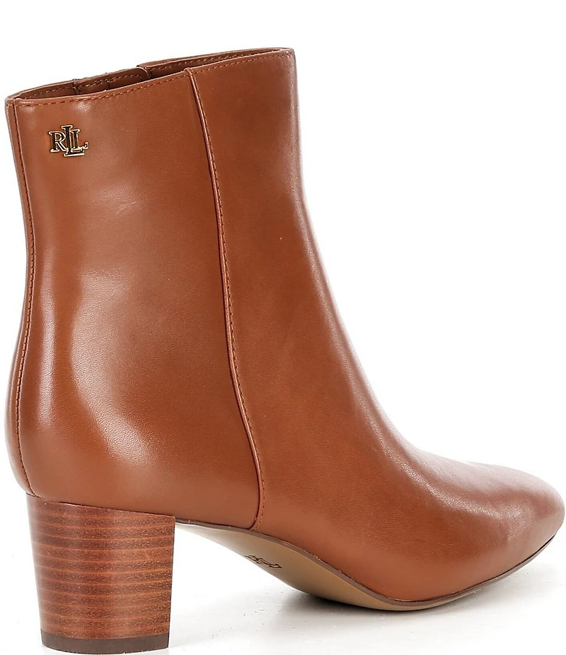 Lauren Ralph Lauren Demi Leather Stack Heel Booties