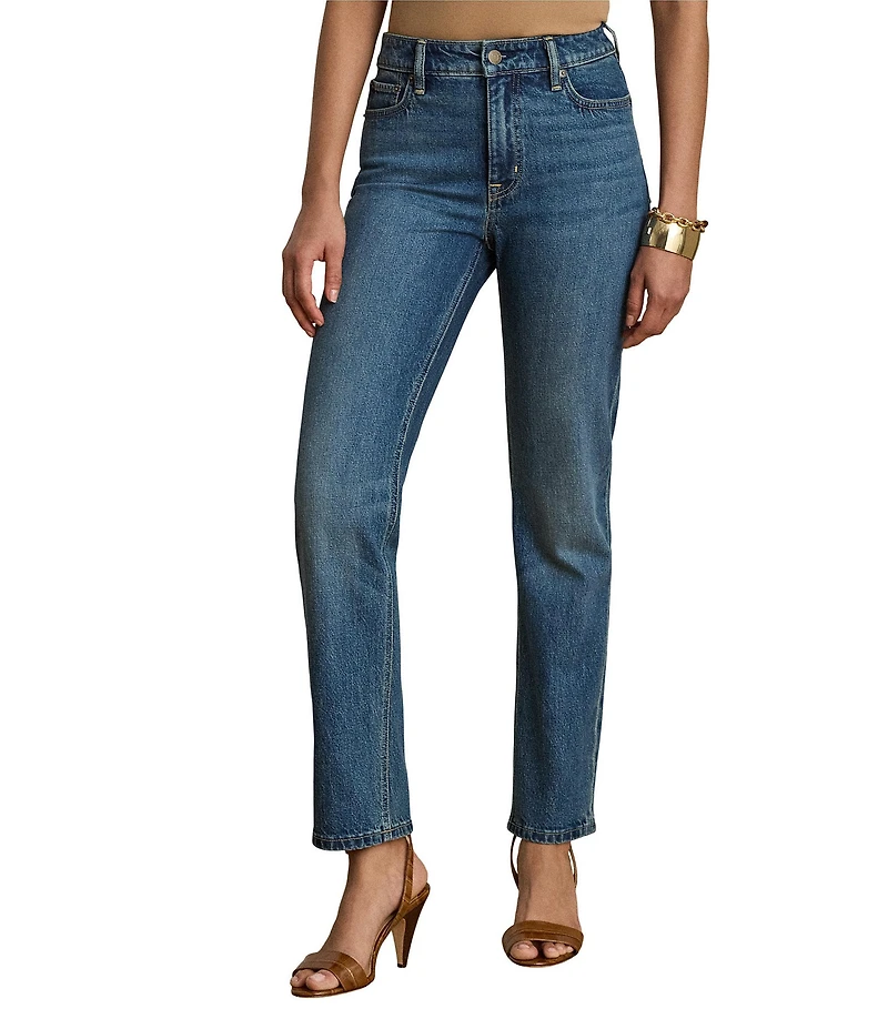 Lauren Ralph Lauren Denim High Rise Straight Leg Ankle Length Jeans