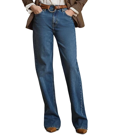 Lauren Ralph Lauren Denim High Rise Straight Leg Full Length Jeans