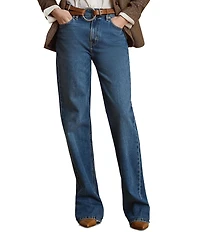 Lauren Ralph Lauren Denim High Rise Straight Leg Full Length Jeans